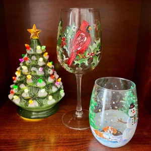 Christmas wine glass painting